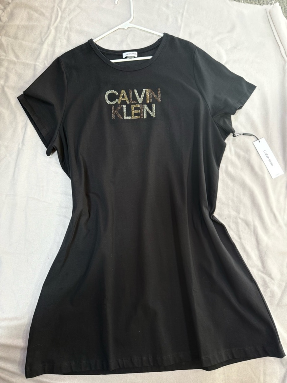 Calvin Klein Black Mini Dress with Metallic Logo